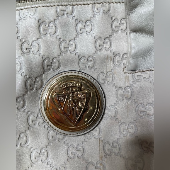 Auth GUCCI GG Crystal Hysteria Crest Hand Bag Coated Canvas Leather Cream - Picture 3 of 11